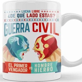 Baskı Dükkanı KB11163 Lucha Libre Cap Ve Iron Man Porselen Kupa Bardak