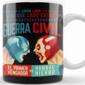 Baskı Dükkanı KB11163 Lucha Libre Cap Ve Iron Man Porselen Kupa Bardak