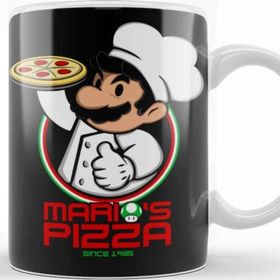 Baskı Dükkanı KB11200 Mario Bros Marios Pizza Porselen Kupa Bardak
