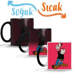 Baskı Dükkanı KB1121 Popeye Temel Reis Porselen Kupa Bardak