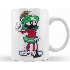 Baskı Dükkanı KB11214 Marvin The Martian Smoking Porselen Kupa Bardak