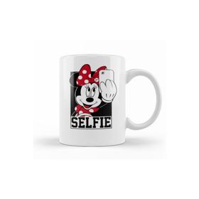 Baskı Dükkanı KB11248 Beyaz Miki Mouse Minnie Tirando Selfie Baskılı Porselen Kupa Bardak