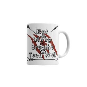 Baskı Dükkanı KB1129 Teen Wolf Eat Sleep Breathe Porselen Kupa Bardak