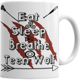 Baskı Dükkanı KB1129 Teen Wolf Eat Sleep Breathe Porselen Kupa Bardak