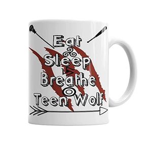 Baskı Dükkanı KB1129 Teen Wolf Eat Sleep Breathe Porselen Kupa Bardak