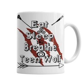 Baskı Dükkanı KB1129 Teen Wolf Eat Sleep Breathe Porselen Kupa Bardak