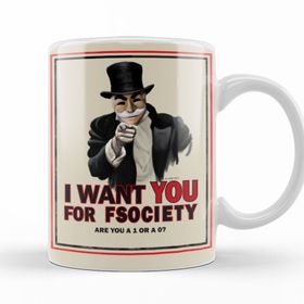 Baskı Dükkanı KB11298 Mr Robot I Want You For Fsociety Porselen Kupa Bardak