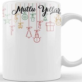 Baskı Dükkanı KB11317 Mutlu Yıllar Illüstrasyon Porselen Kupa Bardak