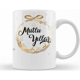 Baskı Dükkanı KB11318 Mutlu Yıllar Porselen Kupa Bardak