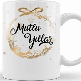 Baskı Dükkanı KB11318 Mutlu Yıllar Porselen Kupa Bardak