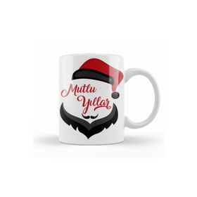 Baskı Dükkanı KB11427 Noel Baba Ile Mutlu Yıllar Porselen Kupa Bardak