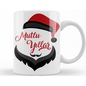 Baskı Dükkanı KB11427 Noel Baba Ile Mutlu Yıllar Porselen Kupa Bardak