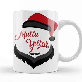 Baskı Dükkanı KB11427 Noel Baba Ile Mutlu Yıllar Porselen Kupa Bardak