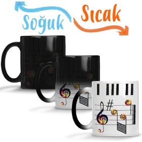 Baskı Dükkanı KB11516 Piano Piyano Müzik Notaları Porselen Kupa Bardak