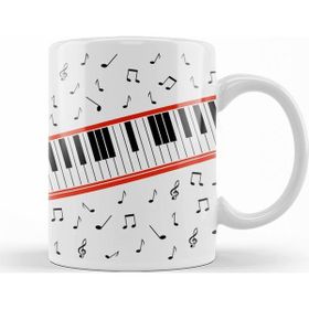 Baskı Dükkanı KB11517 Piano Piyano Müzik Notaları Porselen Kupa Bardak