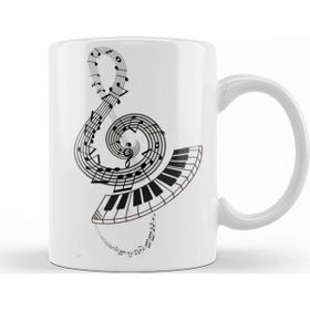 Baskı Dükkanı KB11517 Piano Piyano Müzik Notaları Porselen Kupa Bardak
