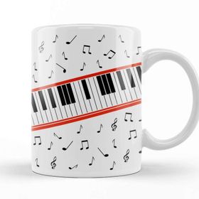 Baskı Dükkanı KB11517 Piano Piyano Müzik Notaları Porselen Kupa Bardak
