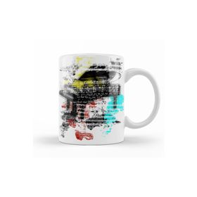 Baskı Dükkanı KB11526 Piyano Müzik Renkli Müzik Notaları Porselen Kupa Bardak