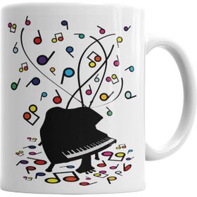 Baskı Dükkanı KB11527 Piyano Müzik Notaları Porselen Kupa Bardak