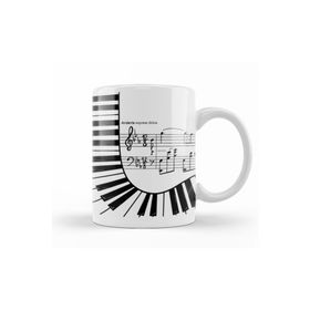 Baskı Dükkanı KB11527 Piyano Müzik Notaları Porselen Kupa Bardak