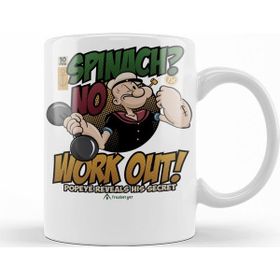 Baskı Dükkanı KB11536 Popeye Work Out Temel Reis Porselen Kupa Bardak
