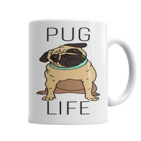 Baskı Dükkanı KB11565 Pug Life Köpek Porselen Kupa Bardak