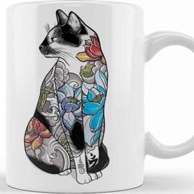 Baskı Dükkanı KB11603 Renkli Cats Kedi Porselen Kupa Bardak