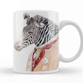 Baskı Dükkanı KB11607 Renkli Zebra Porselen Kupa Bardak