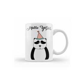 Baskı Dükkanı KB11710 Porselen Sevimli Panda Mutlu Yıllar Kupa Bardak