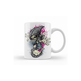 Baskı Dükkanı KB11744 Skull On Skateboard Porselen Kupa Bardak