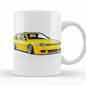 Baskı Dükkanı KB11789 Stanced Out Golf Mk4 Yellow Porselen Kupa Bardak