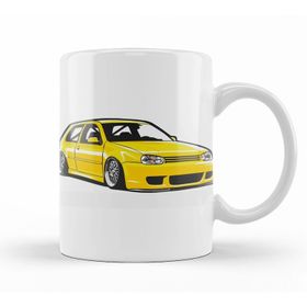 Baskı Dükkanı KB11789 Stanced Out Golf Mk4 Yellow Porselen Kupa Bardak