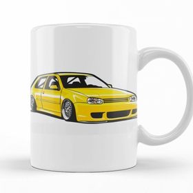 Baskı Dükkanı KB11789 Stanced Out Golf Mk4 Yellow Porselen Kupa Bardak