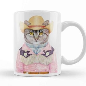 Baskı Dükkanı KB11871 Süslü Kedi Cats Porselen Kupa Bardak