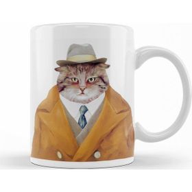 Baskı Dükkanı KB11883 Şişman Süslü Cats Porselen Kedikupa Bardak