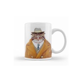Baskı Dükkanı KB11883 Şişman Süslü Cats Porselen Kedikupa Bardak