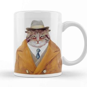 Baskı Dükkanı KB11883 Şişman Süslü Cats Porselen Kedikupa Bardak
