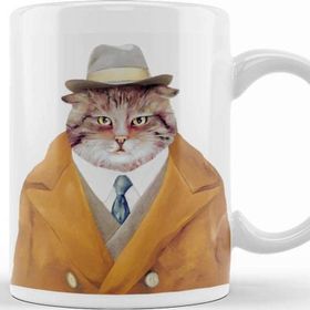 Baskı Dükkanı KB11883 Şişman Süslü Cats Porselen Kedikupa Bardak