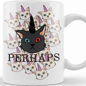 Baskı Dükkanı KB12103 Unicorn Cat Kedi Porselen Kupa Bardak