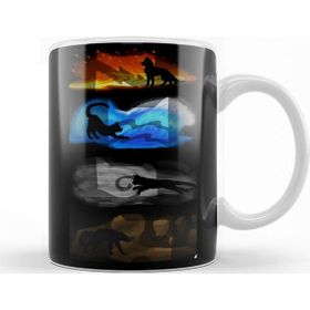 Baskı Dükkanı KB12173 Warrior Cats Four Elements Four Clans Porselen Kupa Bardak