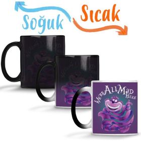 Baskı Dükkanı KB12177 We Are All Mad Here The Cheshire Kedi Cat Porselen Kupa Bardak