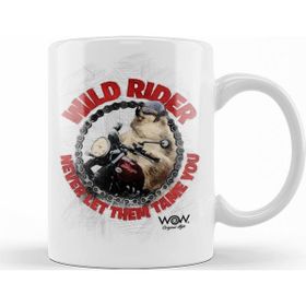 Baskı Dükkanı KB12188 Wild Rider Pug Köpek Porselen Kupa Bardak