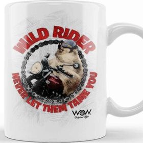 Baskı Dükkanı KB12188 Wild Rider Pug Köpek Porselen Kupa Bardak