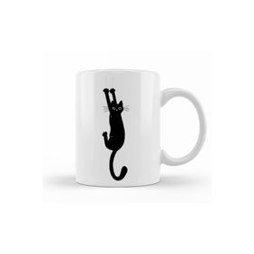 Baskı Dükkanı KB12233 Yaramaz Kedi Black Cat Holding Porselen Kupa Bardak