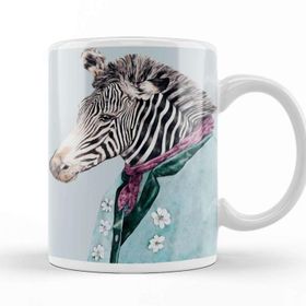 Baskı Dükkanı KB12258 Zebra Mavi Porselen Kupa Bardak