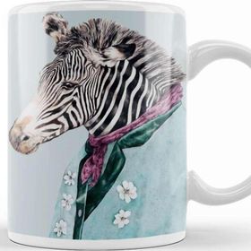 Baskı Dükkanı KB12258 Zebra Mavi Porselen Kupa Bardak