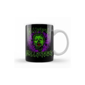 Baskı Dükkanı KB12267 Zombie Purple Grunge Splatter Happy Halloween Porselen Kupa Bardak