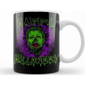 Baskı Dükkanı KB12267 Zombie Purple Grunge Splatter Happy Halloween Porselen Kupa Bardak