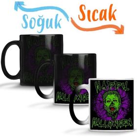 Baskı Dükkanı KB12267 Zombie Purple Grunge Splatter Happy Halloween Porselen Kupa Bardak