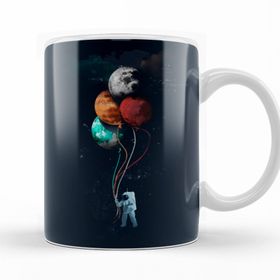 Baskı Dükkanı KB12275 Astronaut Balonlu Porselen Kupa Bardak